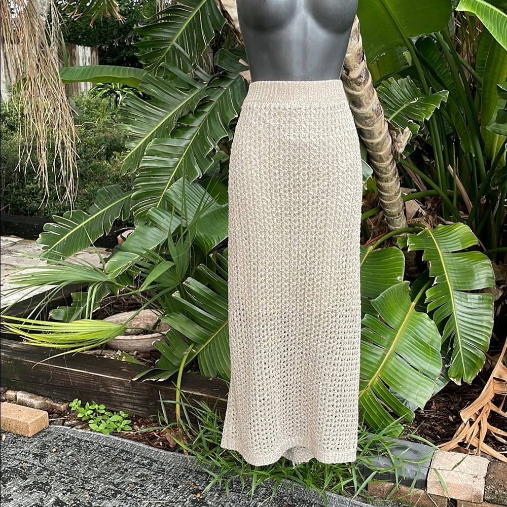 Crochet silver column or maxi skirt